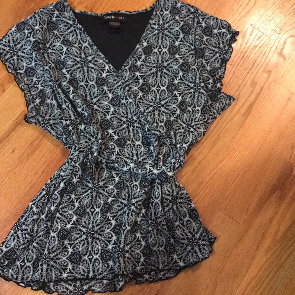 tie waist v neck blouse